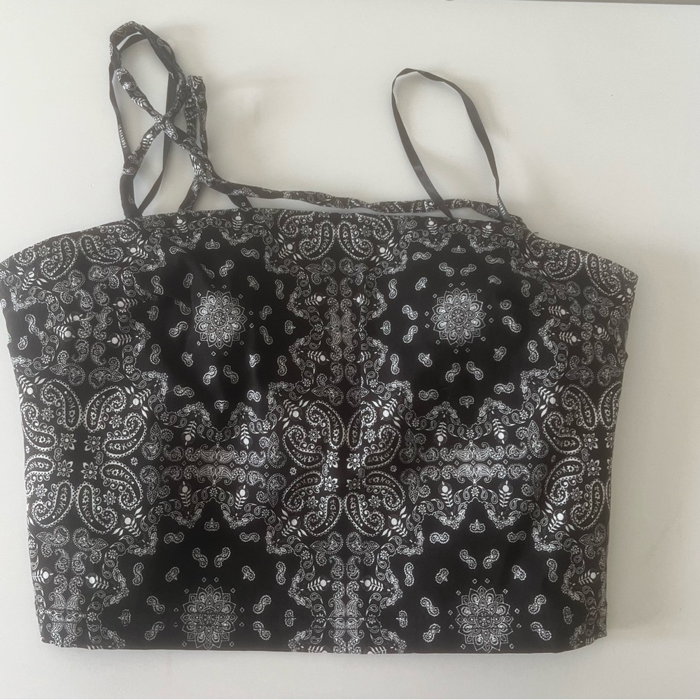 Black and White Paisley Crop Top